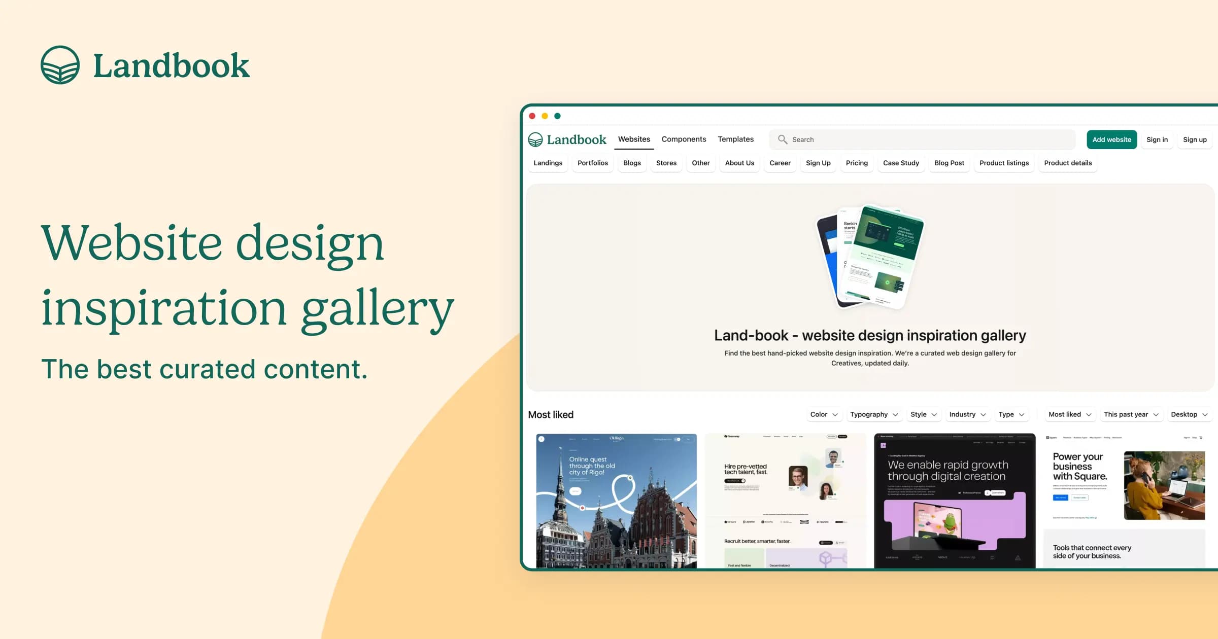             Land-book - website design inspiration gallery
    